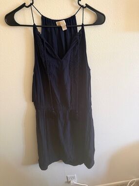 Michael Kors Navy Sleeveless V-Neck Tassel Dress